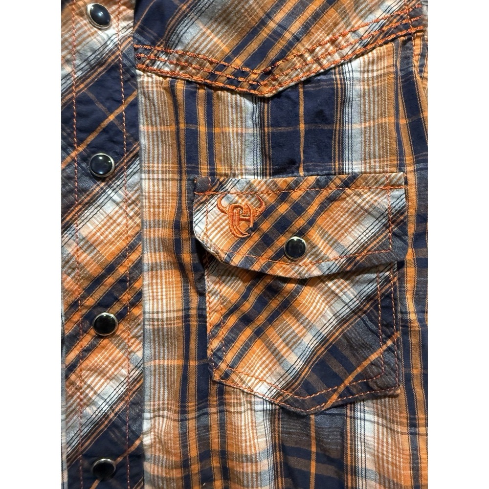 Cowboy Hardware Boy's Plaid Long Sleeve Pearl Snap Western Shirt Size XS 5 - Picture 3 of 4